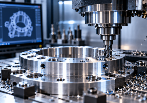 Precision CNC Milling in Action CNC spindle machining a precision aluminum part