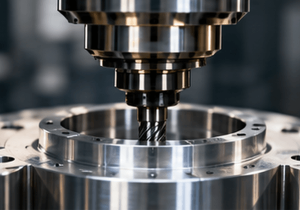 CNC spindle machining a precision aluminum part